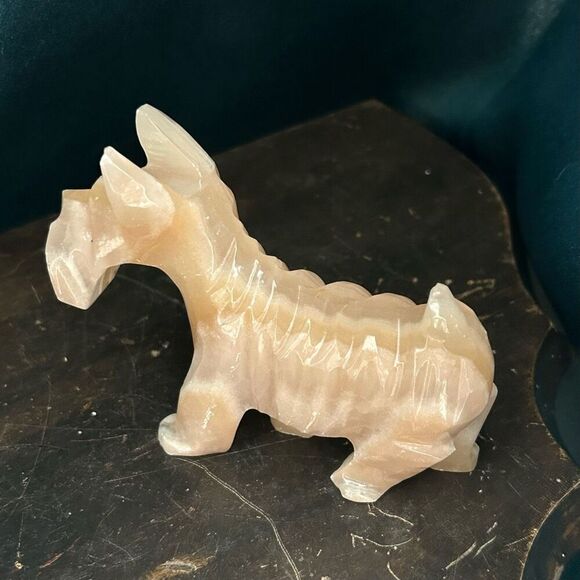 Vintage Hand Carved Onyx Schnauzer Dog Figurine - Picture 2 of 8
